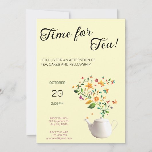 Party Einladung mit Christlichem Tee (Vorderseite)