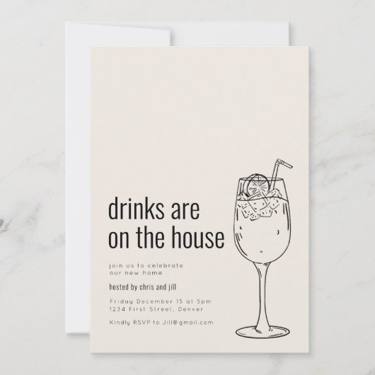 Party Einladung mit Cocktail (Vorderseite)