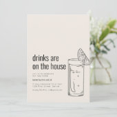Party Einladung mit Cocktail (Stehend Vorderseite)