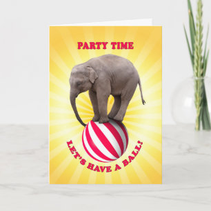Party Einladung mit einem glücklichen Elefanten au