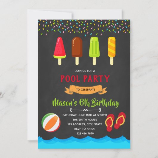 Party Einladung mit Eis (Vorderseite)