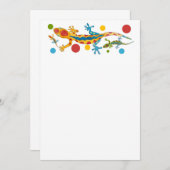 Party Einladung mit farbenfrohen Gecko-Design (Vorne/Hinten)