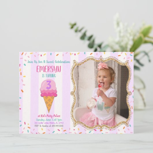 Party Einladung mit Foto (Stehend Vorderseite)