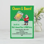 Party Einladung mit Funny Cartoon Beer Typ (Stehend Vorderseite)