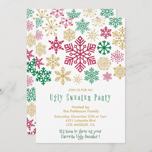 Party Einladung mit hässlichem Pulli (Vorne/Hinten)