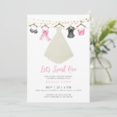 Party Einladung mit Hochzeitskleid (Stehend Vorderseite)