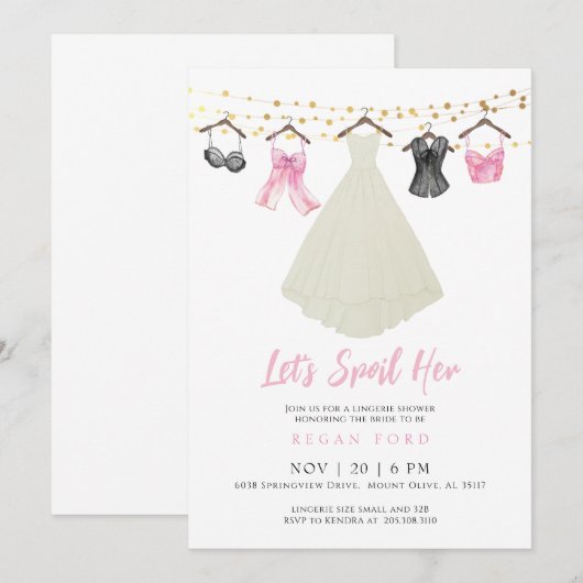 Party Einladung mit Hochzeitskleid (Vorne/Hinten)