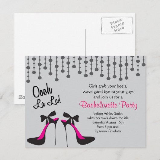 Party Einladung mit hohen Absätzen (Vorne/Hinten)