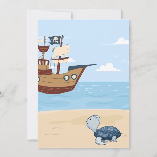 Party Einladung mit Niedlicher Schildkröte und Sch (Rückseite)