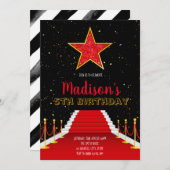 Party Einladung mit rotem Teppichboden (Vorne/Hinten)