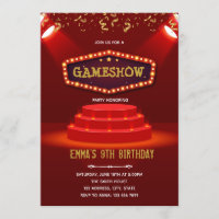 Party Einladung mit rotem Teppichboden