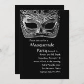 Party Einladung mit Schwarzweiß-Maskerade (Vorne/Hinten)