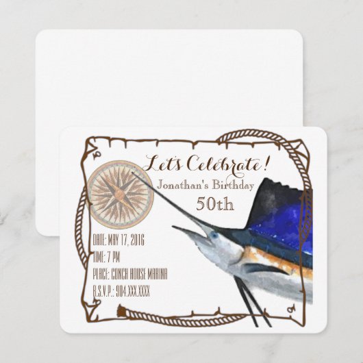 Party Einladung mit Seeteufel (Vorne/Hinten)