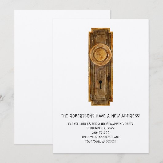 Party Einladung mit Türknopf (Vorne/Hinten)