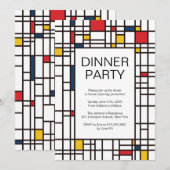 Party Einladung Mondrian De Stijl (Vorne/Hinten)