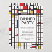 Party Einladung Mondrian De Stijl (Vorne/Hinten)