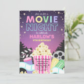 Party Einladung | Movie Night Birthday (Stehend Vorderseite)