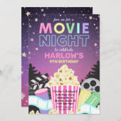 Party Einladung | Movie Night Birthday (Vorne/Hinten)