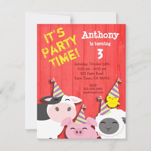 Party Einladung niedlicher landwirtschaftlicher Nu (Vorderseite)