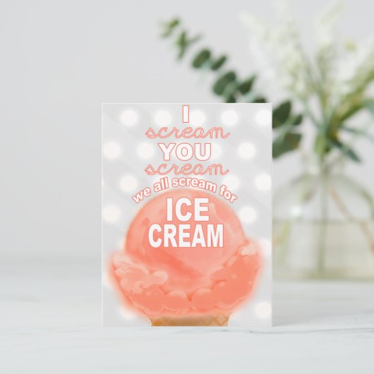 Party Einladung oder Werbeaktion von Eiscreme - Postkarte (Stehend Vorderseite)