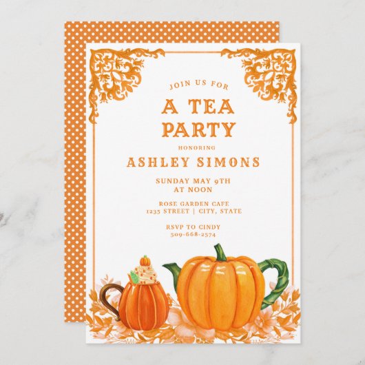 Party Einladung Orange and White Fall Pumpkin Tee (Vorne/Hinten)