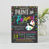 Party Einladung Paint und Pajamas (Stehend Vorderseite)
