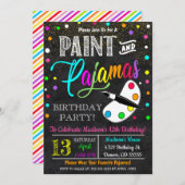 Party Einladung Paint und Pajamas (Vorne/Hinten)