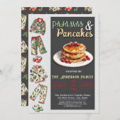 Party Einladung Pajama und Pancakes (Vorne/Hinten)