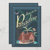 Party Einladung Paradies-blaue Hawaiis Margarita (Vorne/Hinten)