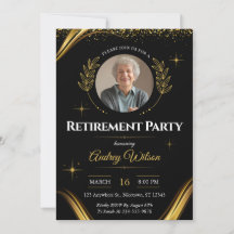 Party Einladung Pension Elegantes Schwarzes Gold
