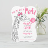 Party Einladung Pink Bubblegum und Giraffe (Stehend Vorderseite)