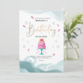 Party Einladung | Pink Cake Theme | Custo (Stehend Vorderseite)