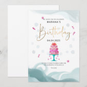 Party Einladung | Pink Cake Theme | Custo (Vorne/Hinten)