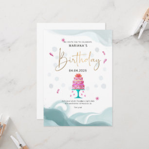 Party Einladung   Pink Cake Theme   Custo