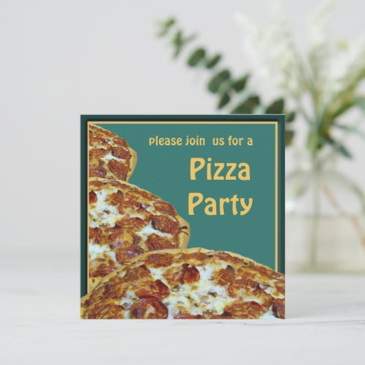 Party Einladung Pizza & Bier (Stehend Vorderseite)