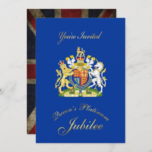 Party Einladung Platinum Jubilee (Vorne/Hinten)