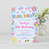 Party Einladung-Pool-Party zum Geburtstag einladen Einladung (Stehend Vorderseite)