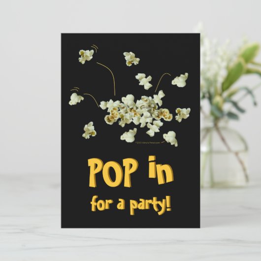 Party Einladung Popping Popcorn Vorlage (Stehend Vorderseite)