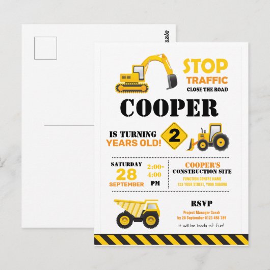 Party Einladung Postkarte (Vorne/Hinten)