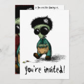 Party Einladung Postkarte Niedliche Alien Hallowee (Vorne/Hinten)