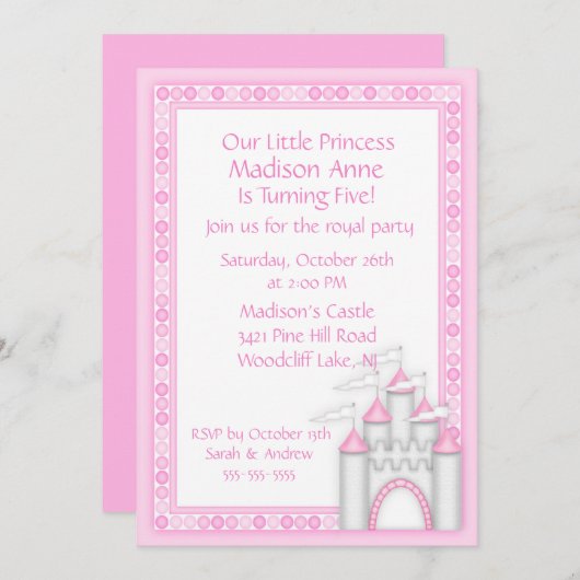 Party Einladung Princess (Vorne/Hinten)