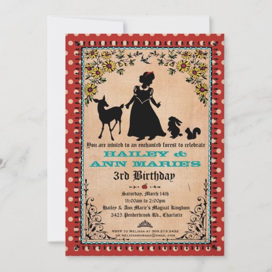 Party Einladung Princess (für zwei oder zwei Kinde (Vorderseite)