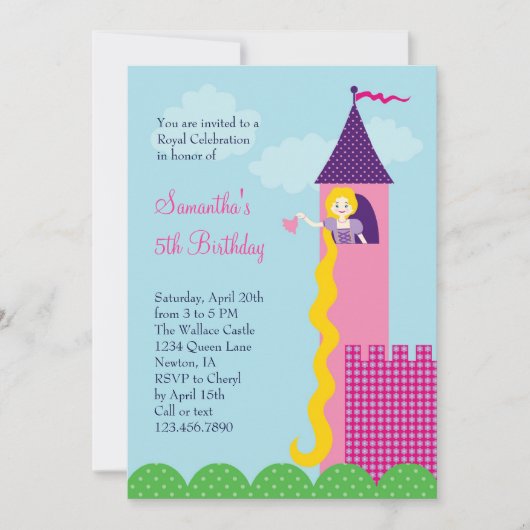 Party Einladung Prinzessin-Rapunzel Birthday (Vorderseite)