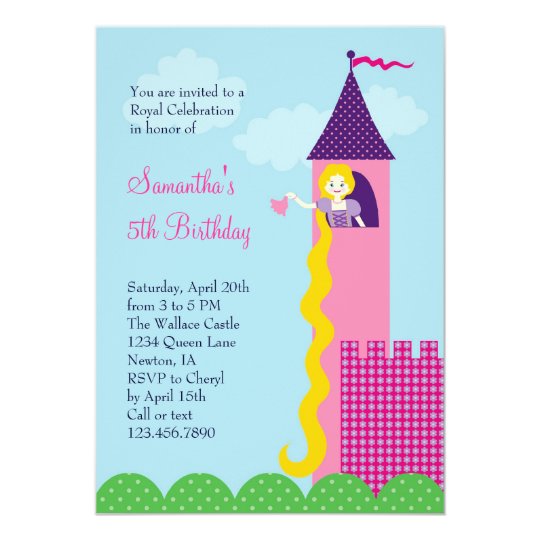 Party Einladung Prinzessin-Rapunzel Birthday