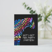 Party Einladung Rainbow Jaguar Postkarte (Stehend Vorderseite)