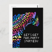 Party Einladung Rainbow Jaguar Postkarte (Vorne/Hinten)