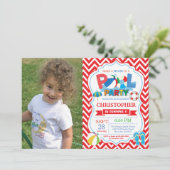 Party Einladung Red Splish Splash Boy (Stehend Vorderseite)