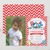 Party Einladung Red Splish Splash Boy (Vorne/Hinten)