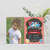 Party Einladung Red Splish Splash Boy (Stehend Vorderseite)