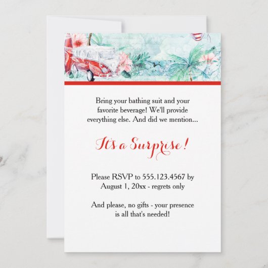 Party Einladung Retro Beach (Rückseite)